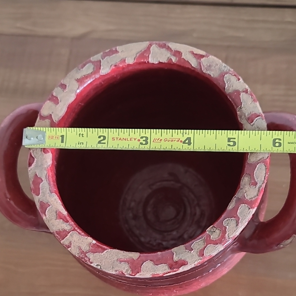 Pottery Barn Rustic Red Ceramic Vase - Picture 3 of 8